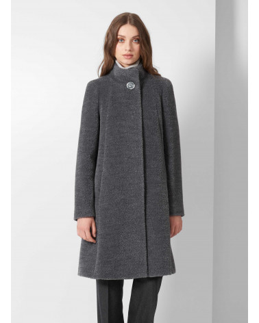 Wool and Suri alpaca grey torn boucl coat Cinzia Rocca