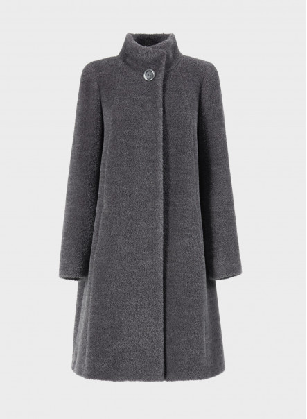 Wool and Suri alpaca grey torn boucl coat Cinzia Rocca