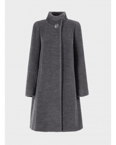 Wool and Suri alpaca grey torn boucl coat