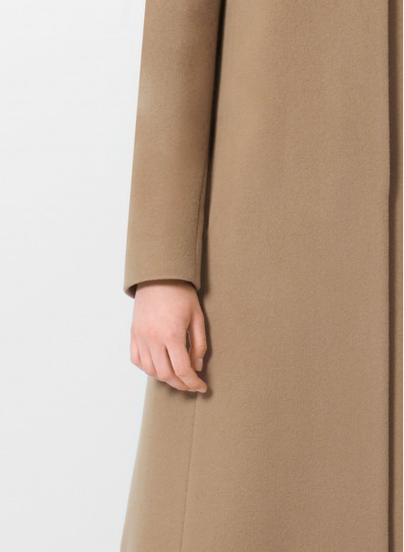 Wool and cashmere coat with high stand up collar