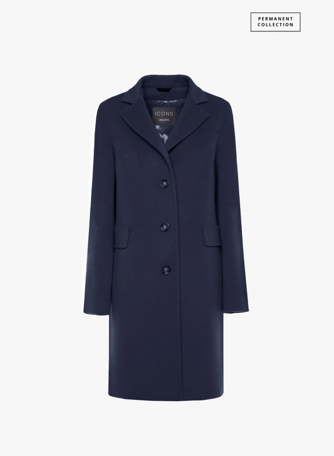 Blue wool and cashmere coat with notch collar Cinzia Rocca