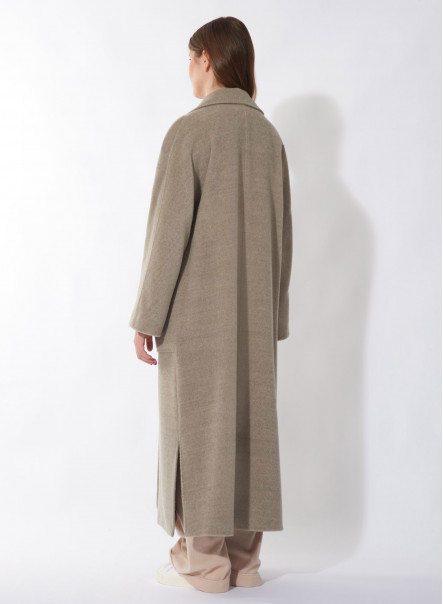 Cacha wool long coat with patch pockets | Cinzia Rocca