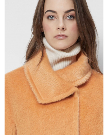 Long haired orange alpaca and wool short coat - Cinzia Rocca