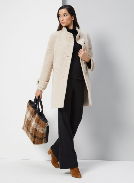 Beige Woven Furry Shoulder Bag