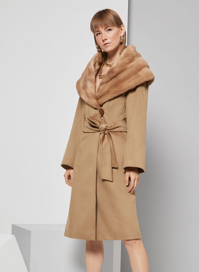 Cashmere Wool Hooded Wrap Coat, Camel - Norwegian Wool