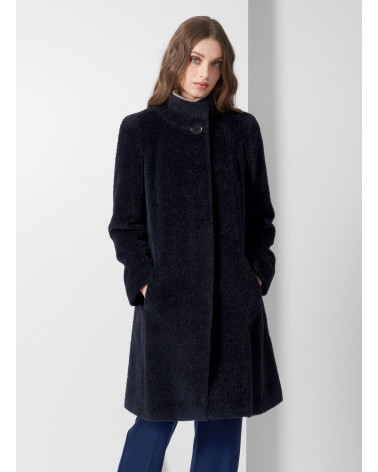 Wool and Suri alpaca blue torn bouclé coat - Cinzia Rocca