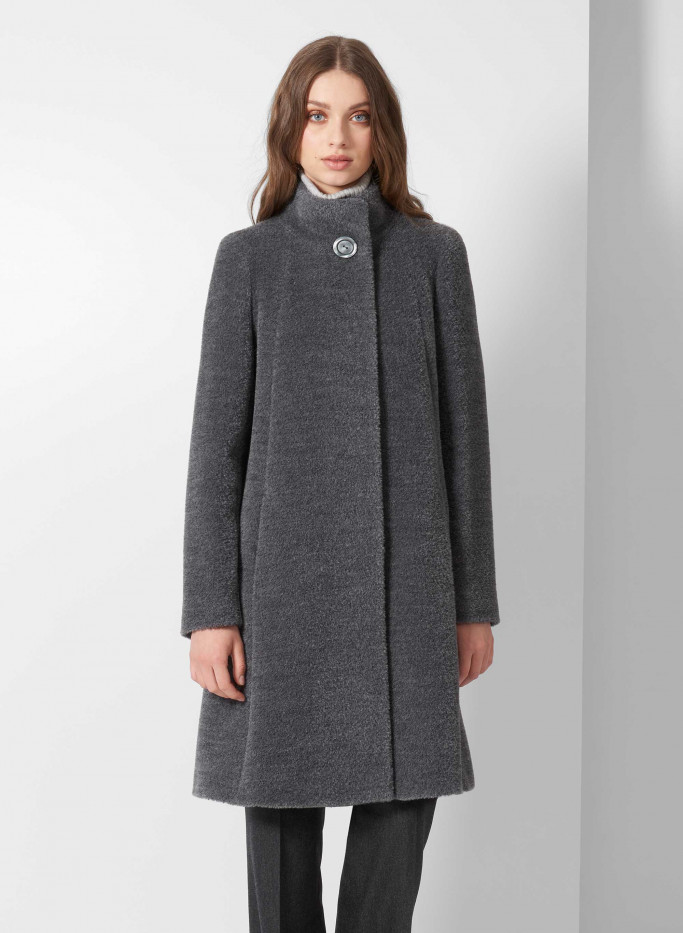 Wool and Suri alpaca grey torn bouclé coat - Cinzia Rocca