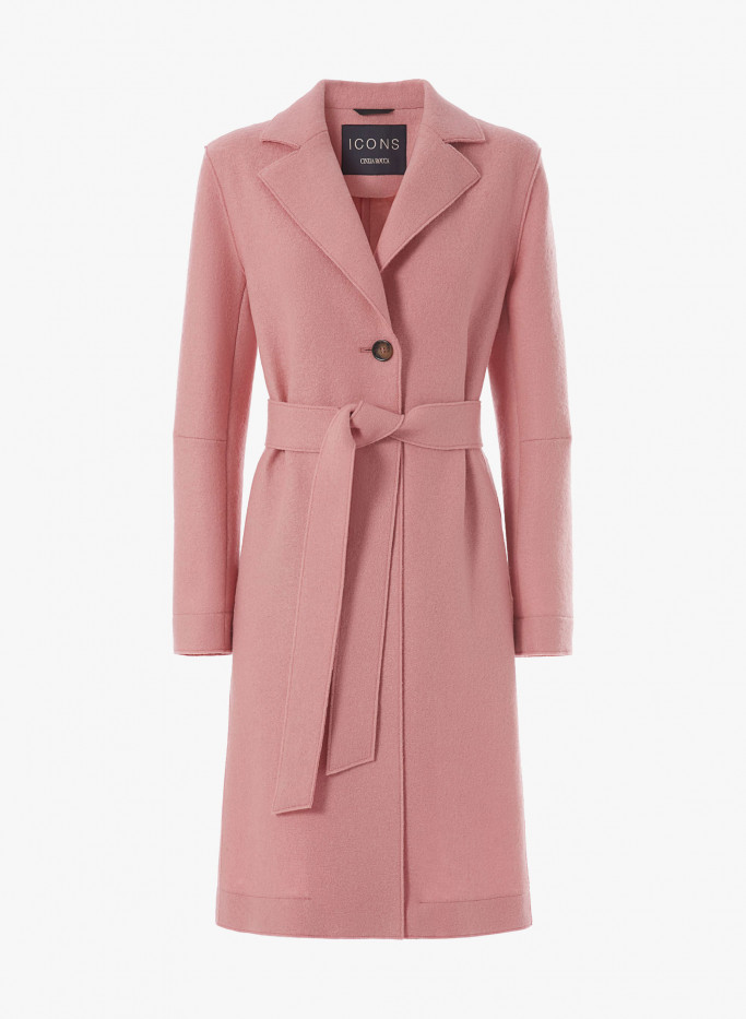 Boiled wool pink overcoat with belt Cinzia Rocca