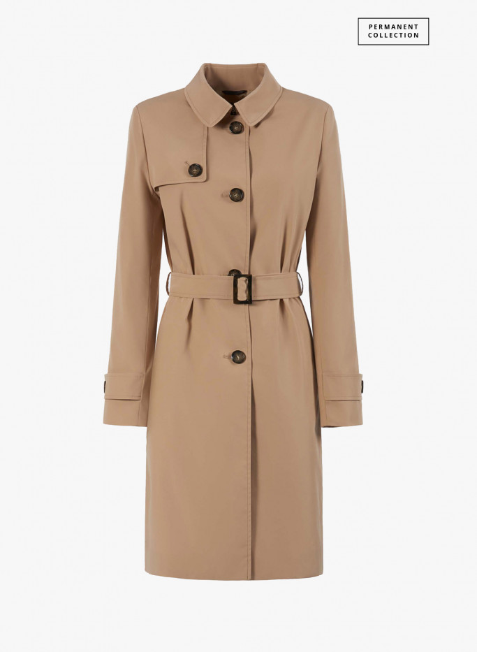 Rainproof tech taffeta camel trench coat Cinzia Rocca