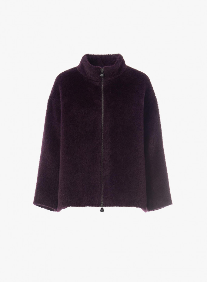 Zipped purple short jacket in alpaca and wool | Cinzia Rocca