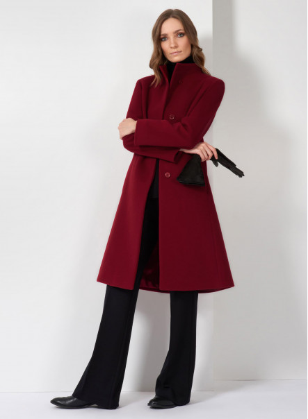 Red wool coat sale with fur collar