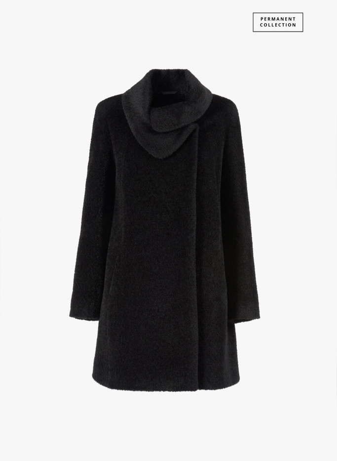 Black wool and alpaca coat with crossover collar Cinzia Rocca