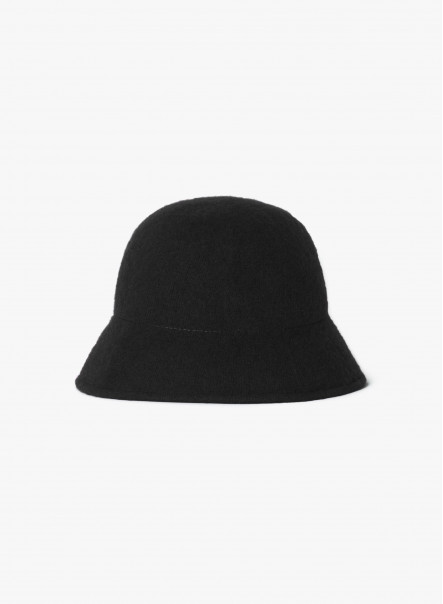 Black Cap t57 Headdress Hat Wool Vintage Fashion Woman Man Italy N8559