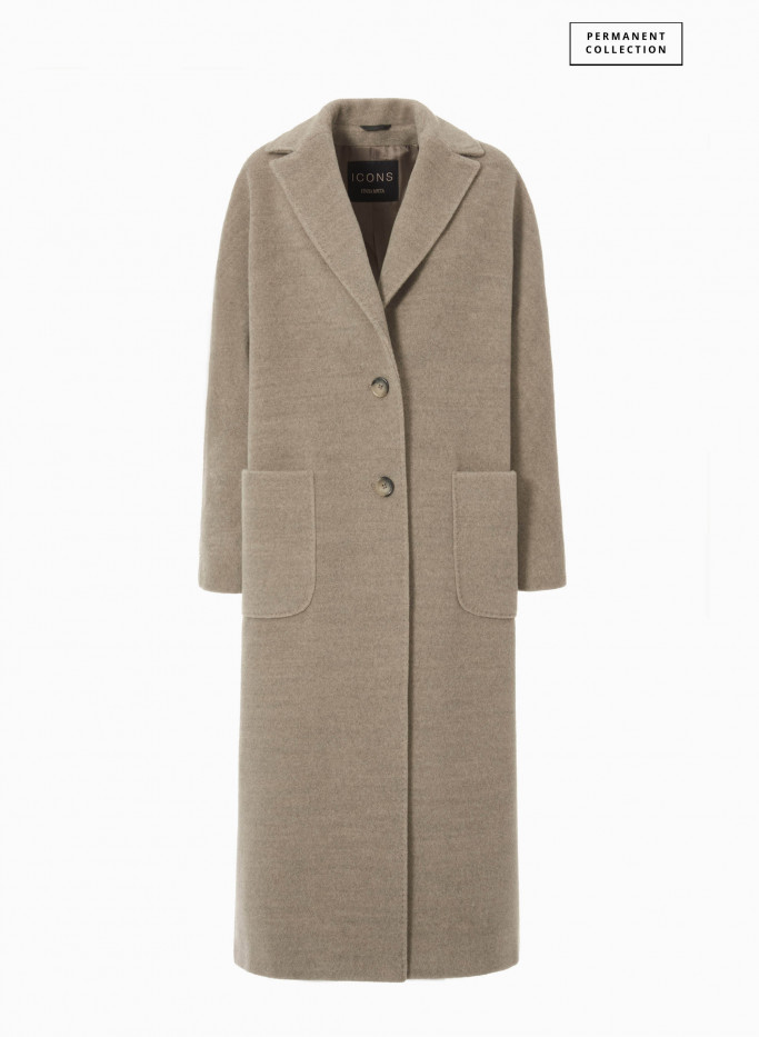 Cacha wool long coat with patch pockets Cinzia Rocca