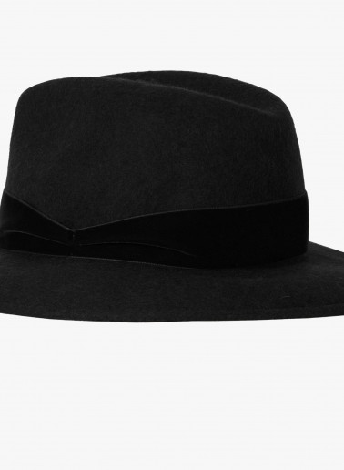 Black wool felt fedora hat