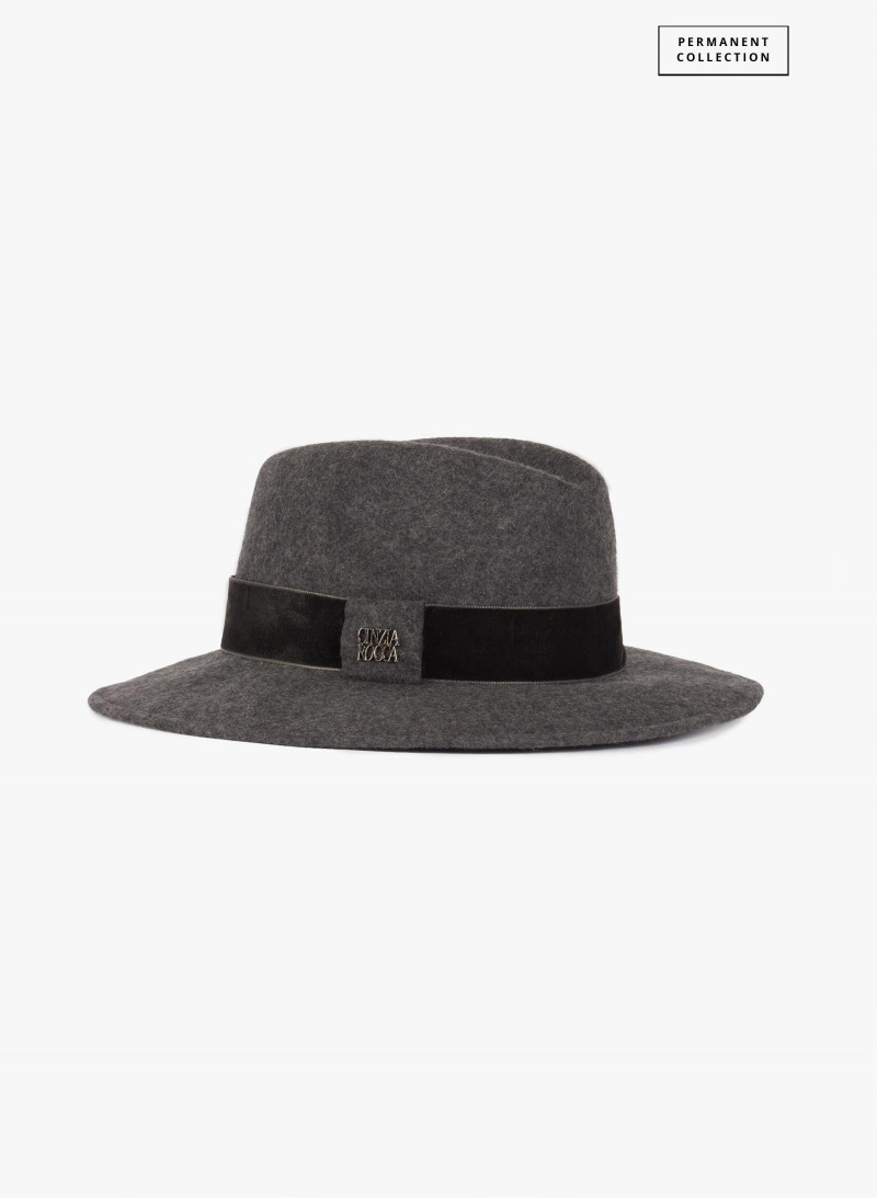Grey wool felt fedora hat