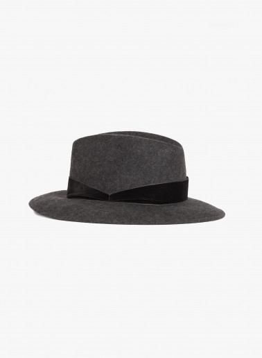 Grey wool felt fedora hat