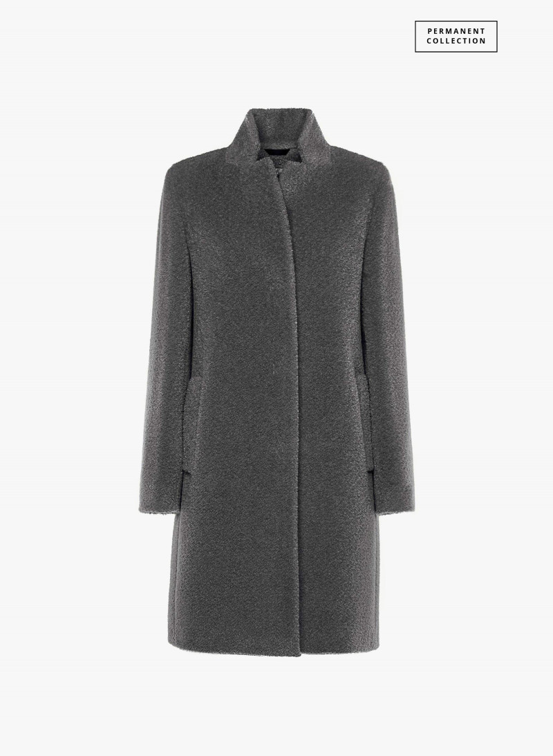 Mantel mit umklappbarem Reverskragen aus Wolle und Alpaka in Grau
