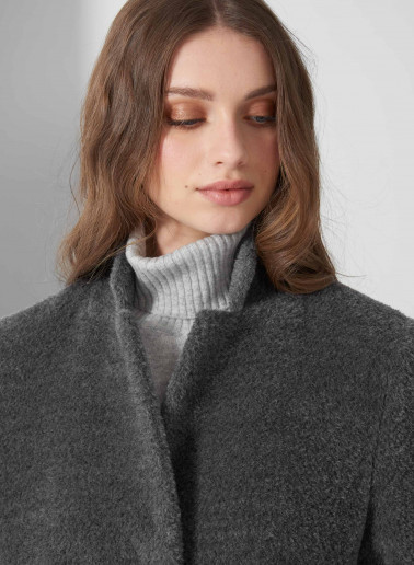 Grey wool and alpaca coat with inverted notch collar