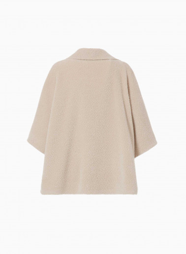 Beige double breasted wool and alpaca cape
