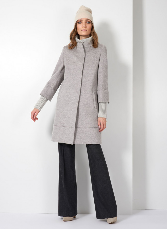 Wool grey coat with knit details - Cinzia Rocca
