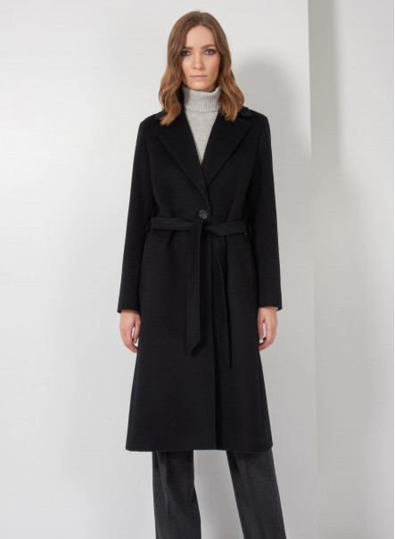 Wool belted coat with notch collar - Cinzia Rocca