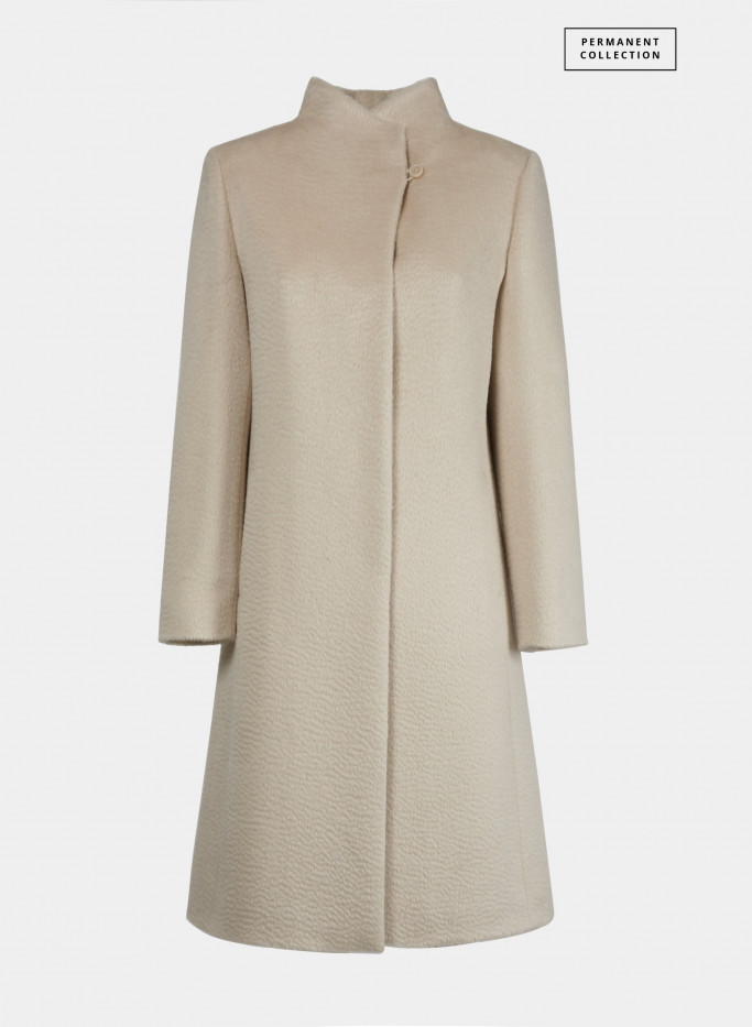 Alpaca and wool coat with high stand up collar Cinzia Rocca