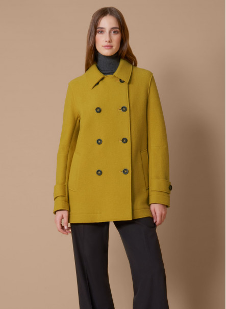 Boiled wool peacoat with shirt collar