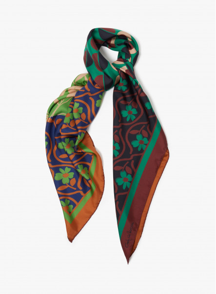 Foulard seta pura, stola elegante verde