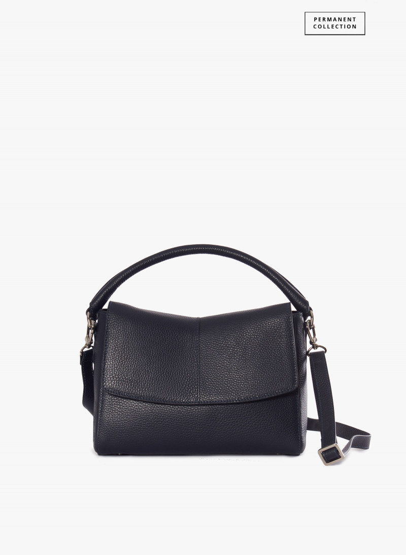 Blue genuine leather handbag