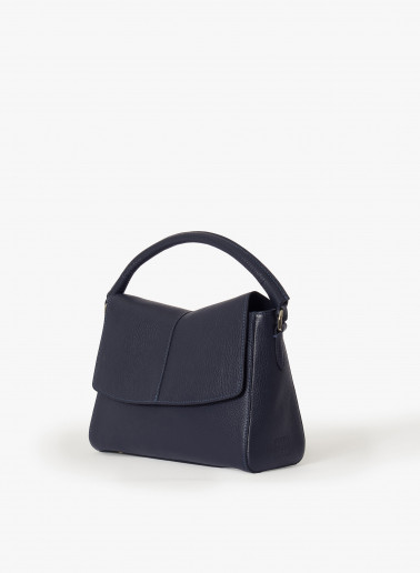 Blue genuine leather handbag