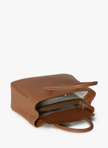 Tobacco color genuine leather tote bag