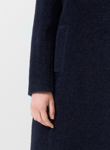 Blue wool and alpaca coat with inverted notch collar