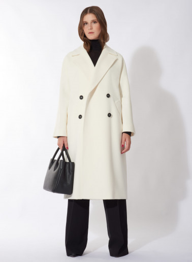Oversized double breasted pure wool coat
