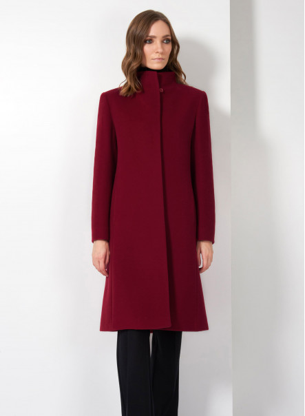 Wool and cashmere coat with high stand up collar