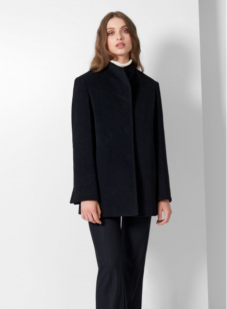 Wool and cashmere short coat with high stand up collar Cinzia Rocca