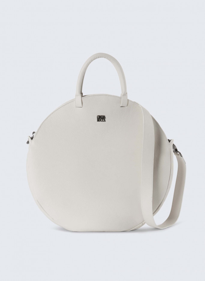 Genuine leather round bag in white color Cinzia Rocca