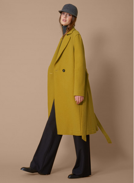 Belted coat in boiled wool