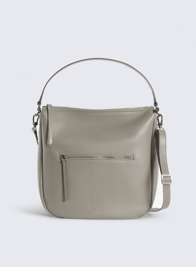 Grey shoulder bag in genuine leather Cinzia Rocca