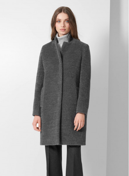 Grey wool and alpaca coat with inverted notch collar Cinzia Rocca