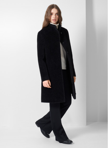 Grey wool and alpaca coat with high stand collar Cinzia Rocca