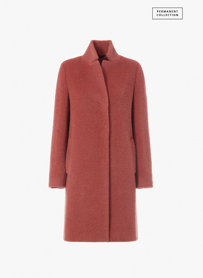 Pink wool and alpaca coat with inverted notch collar Cinzia Rocca