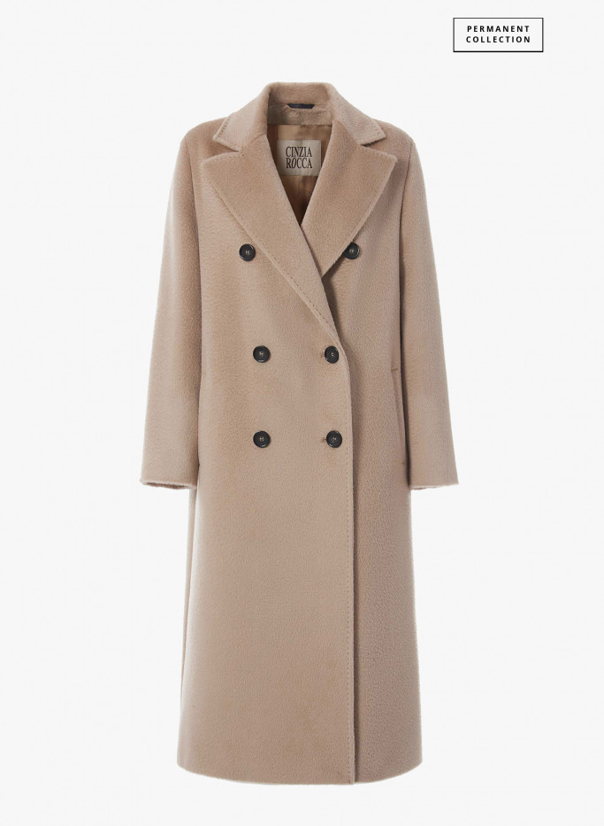 Double breasted camel store long coat