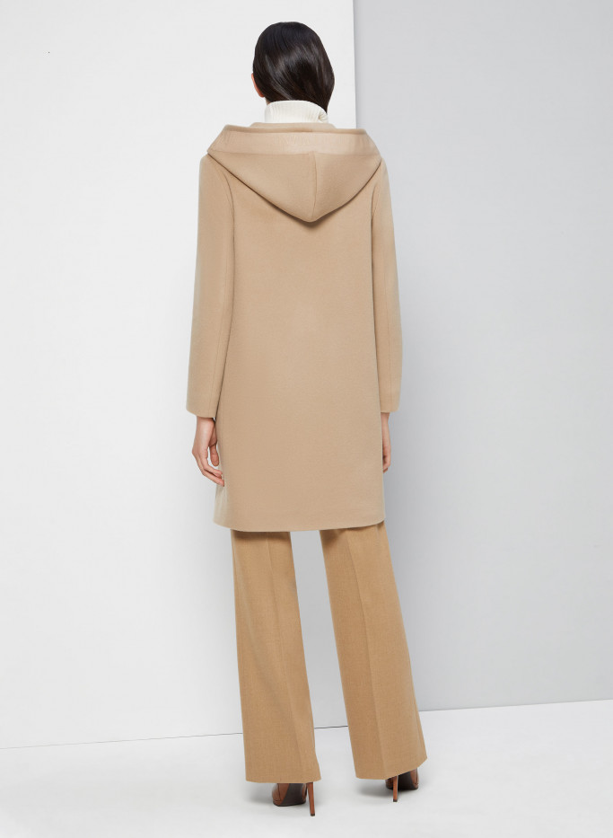 Wool and cashmere camel hooded coat - Cinzia Rocca