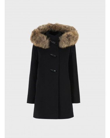 Wool and cashmere black hooded duffle coat - Cinzia Rocca