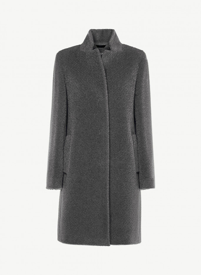 Wool and Suri alpaca bouclé grey coat - Cinzia Rocca