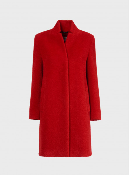Wool and Suri alpaca bouclé red coat