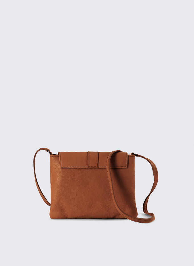 Genuine leather small shoulder bag in tobacco color | Cinzia Rocca