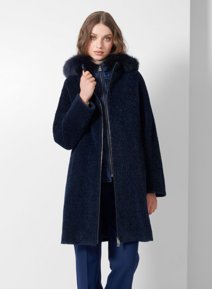 Wool and alpaca hooded parka with nylon details - Cinzia Rocca