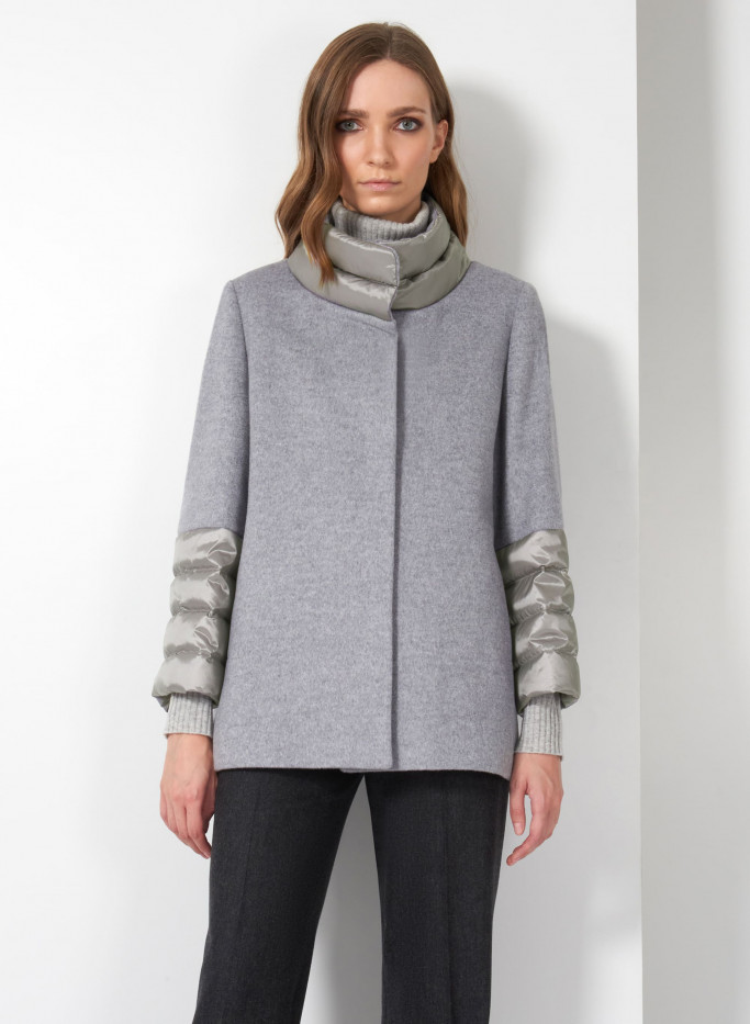 Short flared coat in wool with nylon inserts - Cinzia Rocca